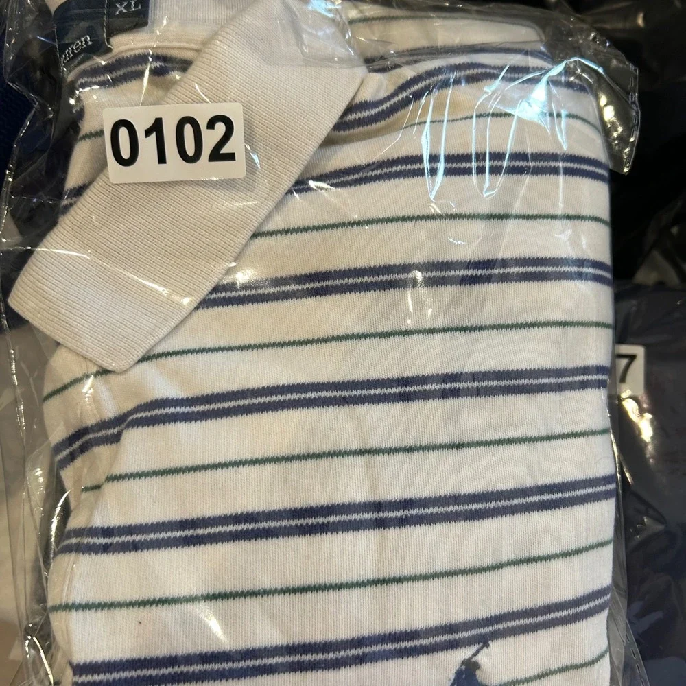 Polo Ralph Lauren Striped‎ Polo Shirt Mens XL Blue White Green Short Sleeve